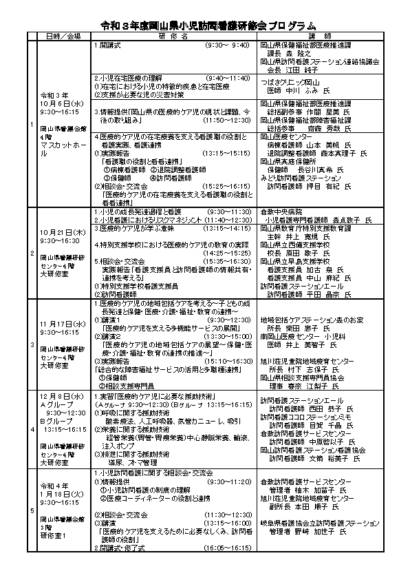 小児訪問看護研修会開催のご案内